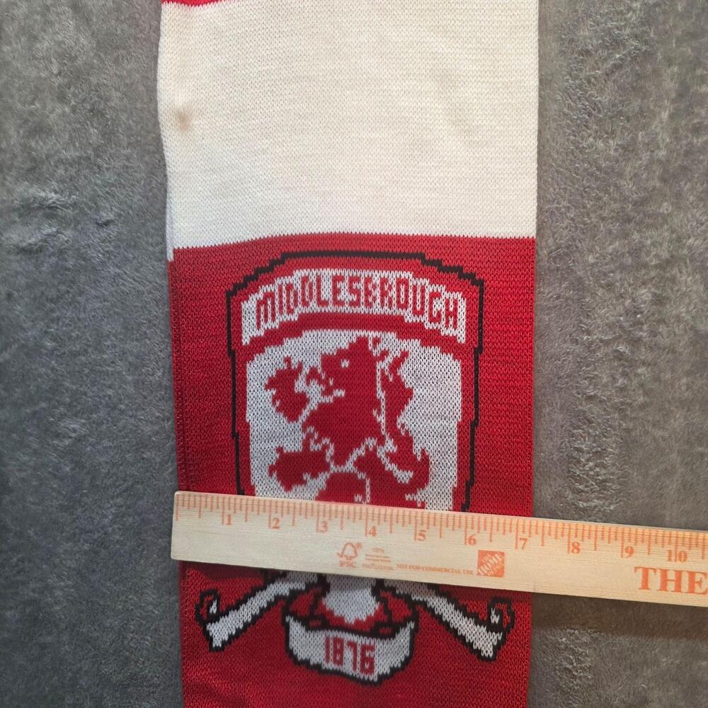 Middlesbrough Knit Scarf Mens One Size Red White Soccer Made In England - Picture 5 of 5